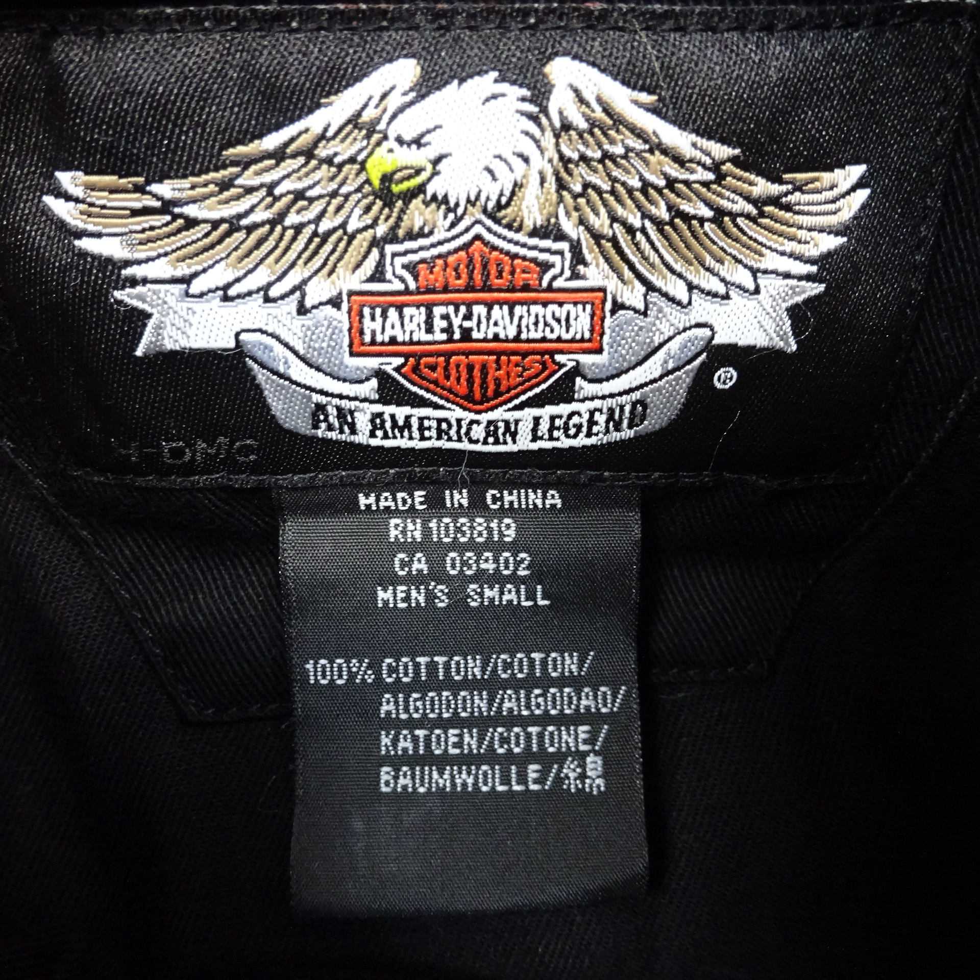 ハーレーダビットソン 半袖シャツ ブラック オレンジ ワッペンロゴ バイク 黒