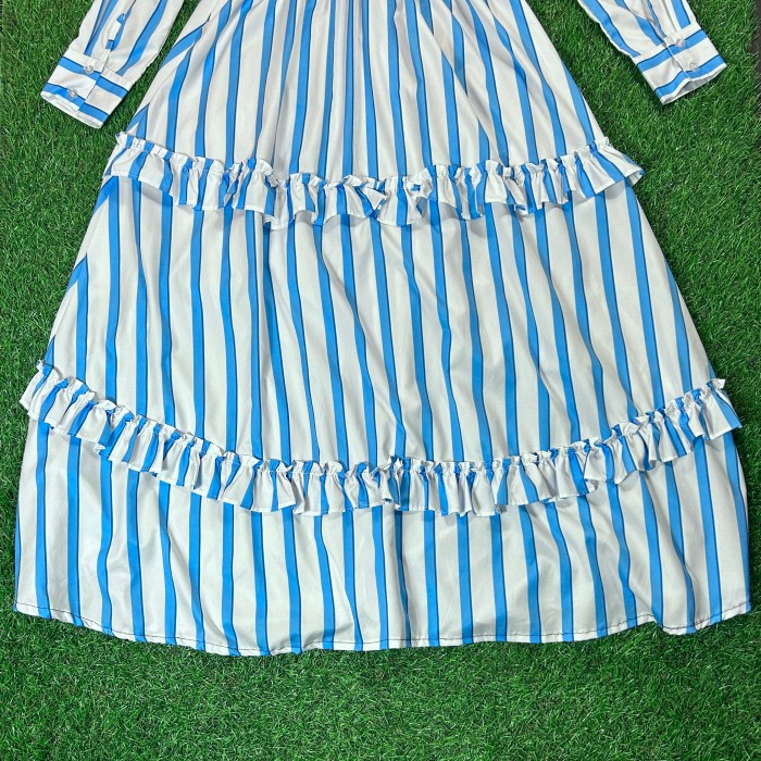 Light Blue Striped Frill Shirt Dress / 古着 ワンピース フリル シャツワンピ 長袖 ストライプ | Vintage.City Vintage Shops, Vintage Fashion Trends
