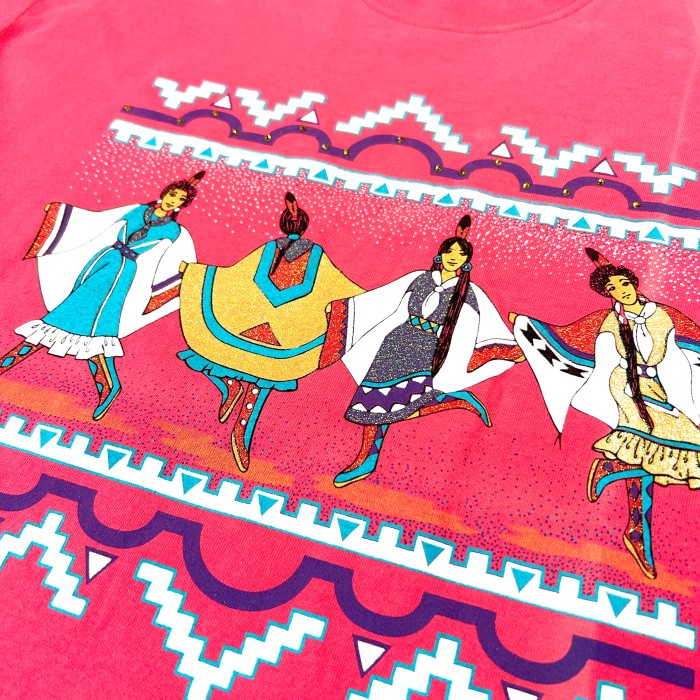 90s Native American Girls T-Shirt / ネイティブ Vintage ヴィンテージ ピンク Tシャツ 半袖 アリゾナ | Vintage.City 古着屋、古着コーデ情報を発信