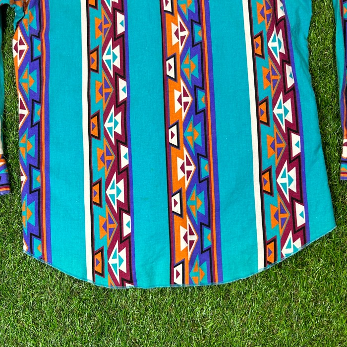80s Wrangler Native Pattern Shirt / ネイティブ柄 Vintage ヴィンテージ ラングラー 長袖 シャツ 水色 | Vintage.City 古着屋、古着コーデ情報を発信
