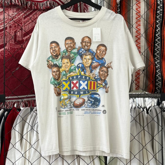 90s USA製 NFL スーパーボウル デザインTシャツ スポーツ選手 プリント