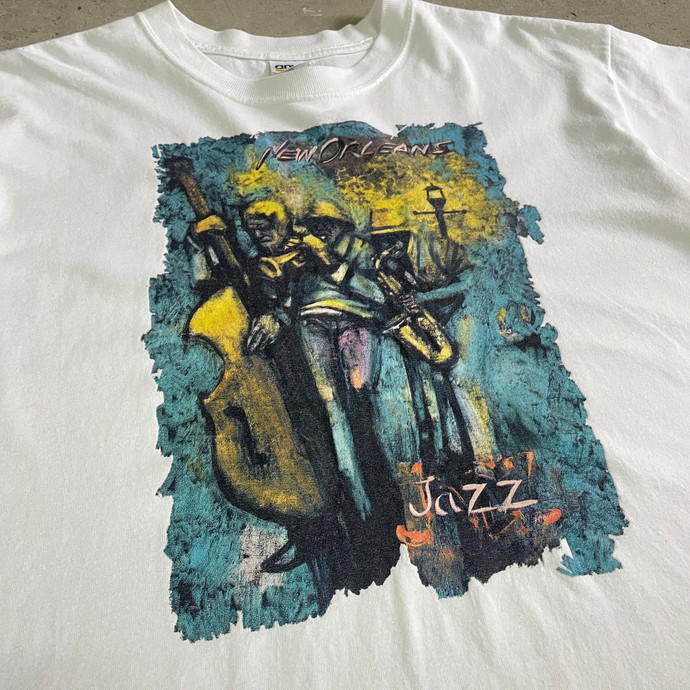 90年代 ニューオーリンズ JAZZ ジャズ アート プリント Tシャツ メンズ