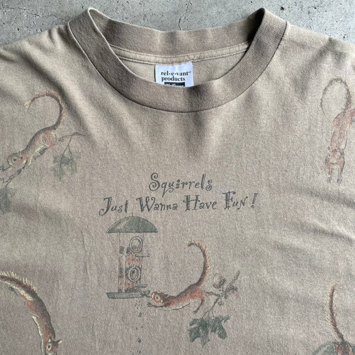 90年代  rel.e.vant.products リス 総柄 アニマル アート オールオーバープリント Tシャツ メンズXL | Vintage.City 古着屋、古着コーデ情報を発信