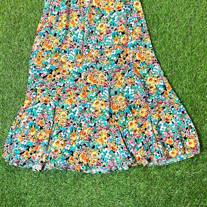 80s Flower Pattern Flare Dress / Made In USA 古着 Vintage ヴィンテージ 花柄 ワンピース 半袖 総柄 ガーリー  ポップ | Vintage.City 빈티지숍, 빈티지 코디 정보
