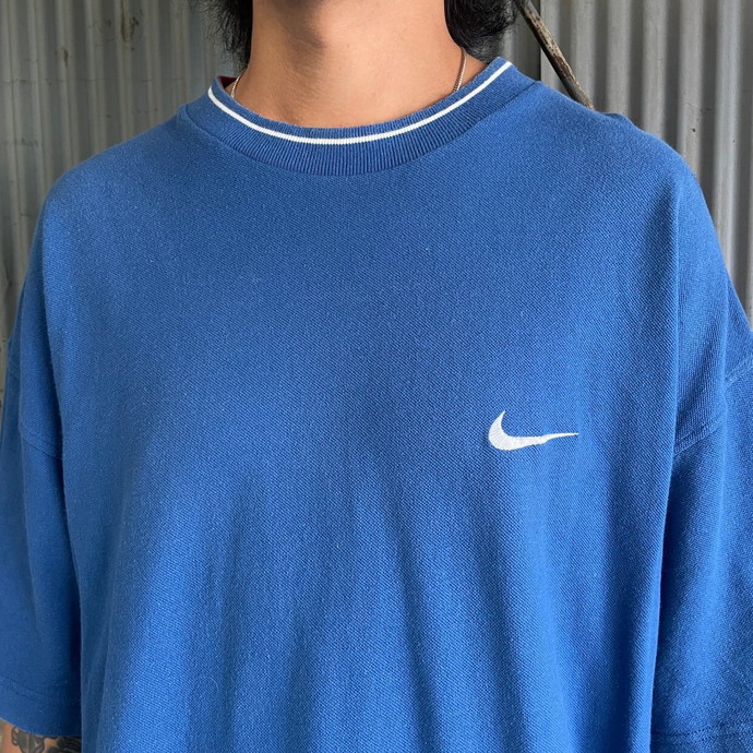 90年代 NIKE ナイキ ワンポイントロゴ刺繍 鹿の子 Tシャツ メンズXL 