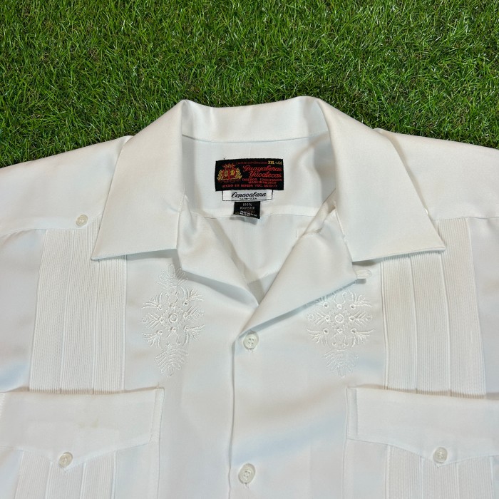 80s White Guayabera Shirt / キューバシャツ Made In Mexico Vintage 