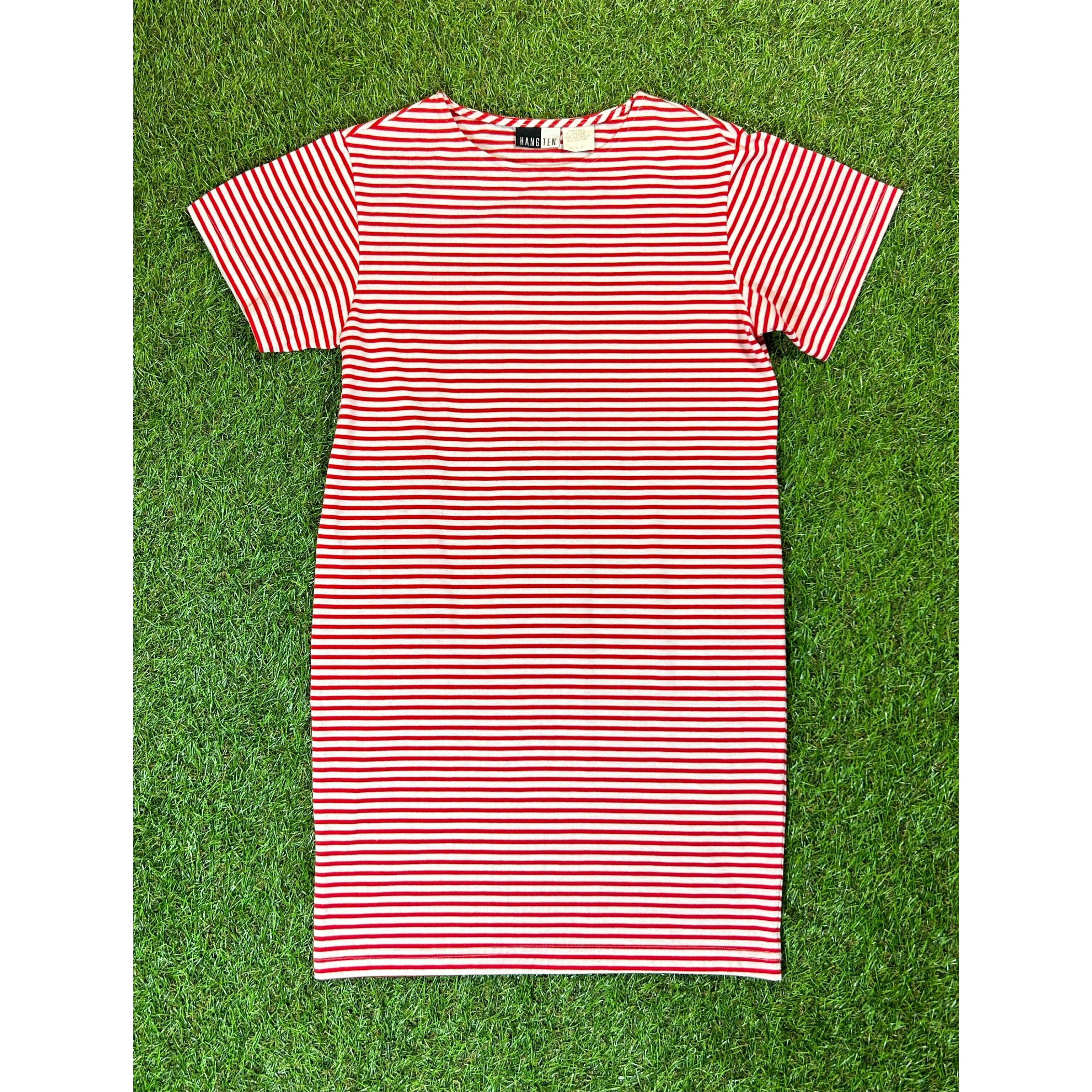 80s-90s HANG TEN Striped T-Shirt Dress / Made In USA 古着 Tシャツ 