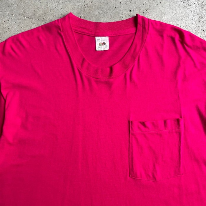 80年代 USA製 FRUIT OF THE LOOM フルーツオブザルーム シングルステッチ 無地 耳付き ポケットTシャツ ブランクTシャツ メンズXL相当 | Vintage.City 빈티지숍, 빈티지 코디 정보