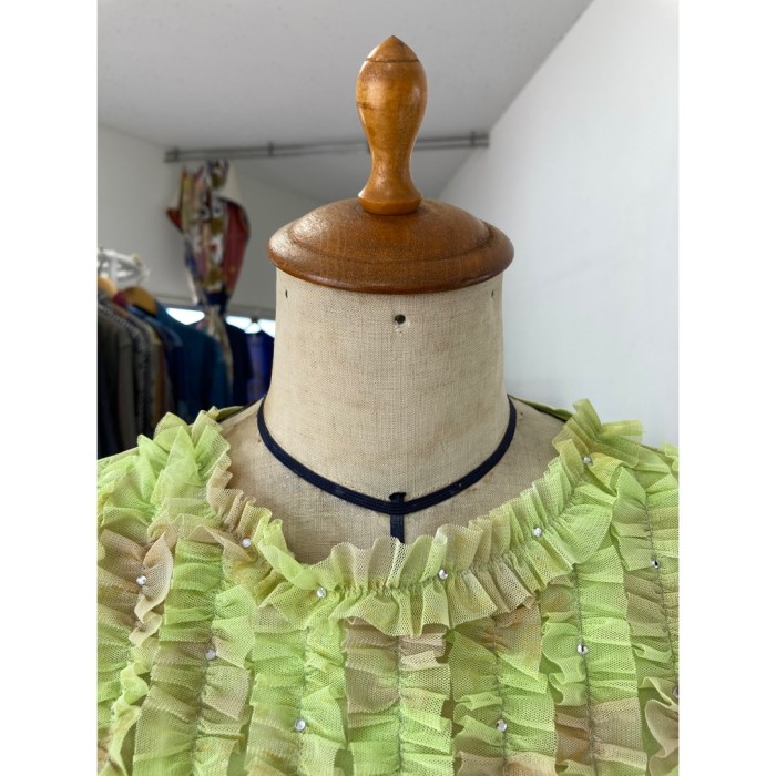 #654 ruffle blouse/ フリルブラウス 黄色 | Vintage.City 빈티지숍, 빈티지 코디 정보
