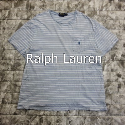 ラルフローレン Tシャツ L ライトブルー ボーダー 胸ポケ クラシックフィット 7930 | Vintage.City ヴィンテージ 古着