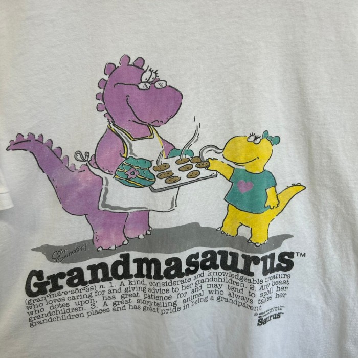 90s グランマサウルス キャラクター系 半袖Tシャツ シングルステッチ