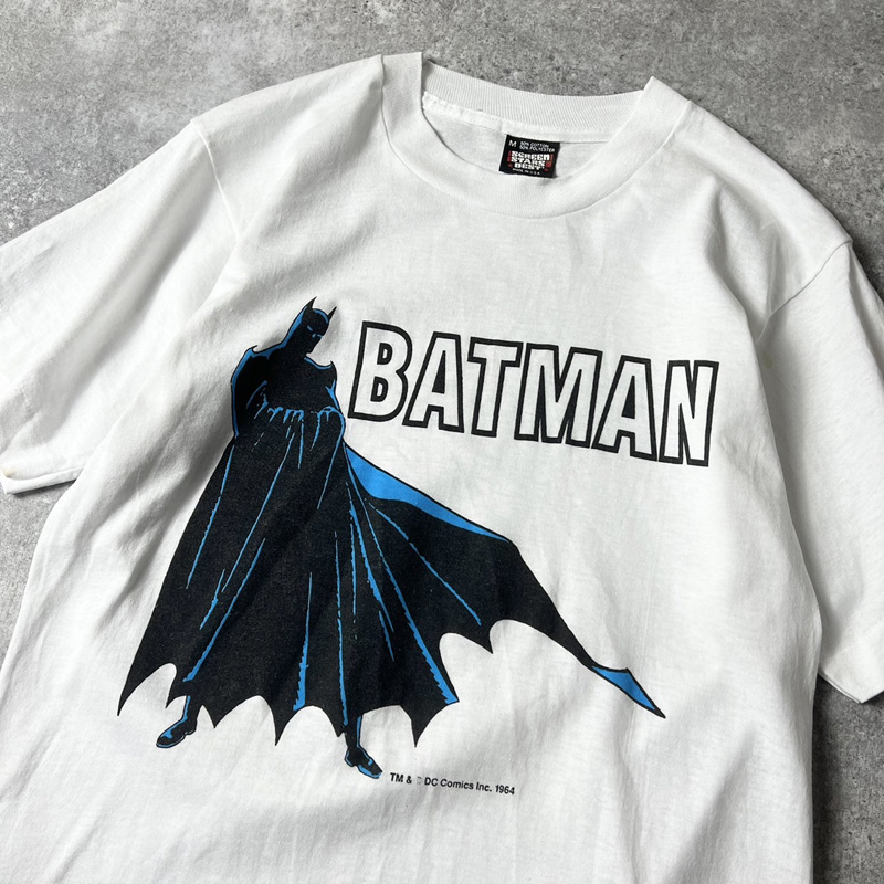 90s USA製 バットマン プリント Tシャツ S 程 灰 GIANT 当時物