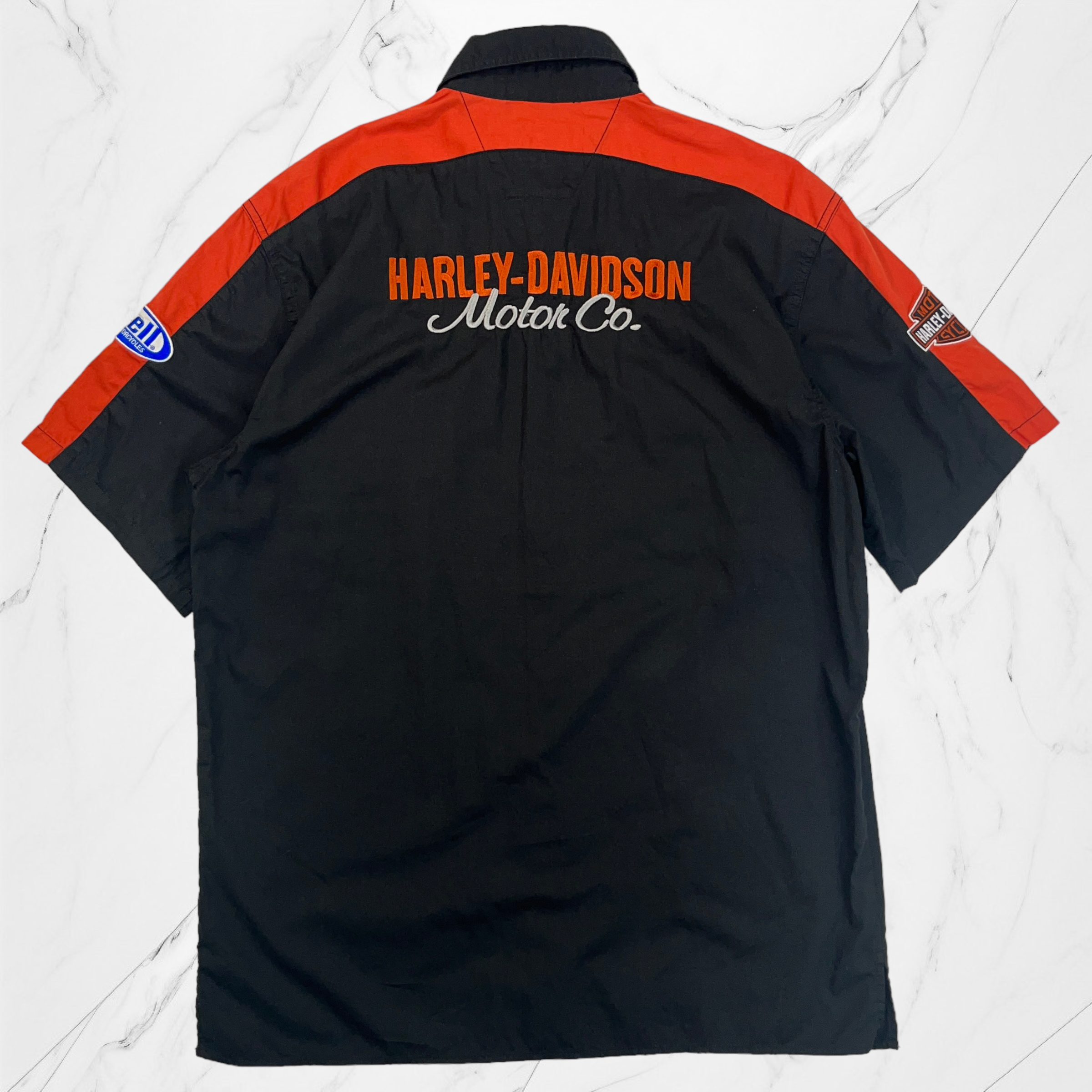 ハーレーダビッドソン HarleyDavidson 刺繍 スタッフ半袖ワークシャツ