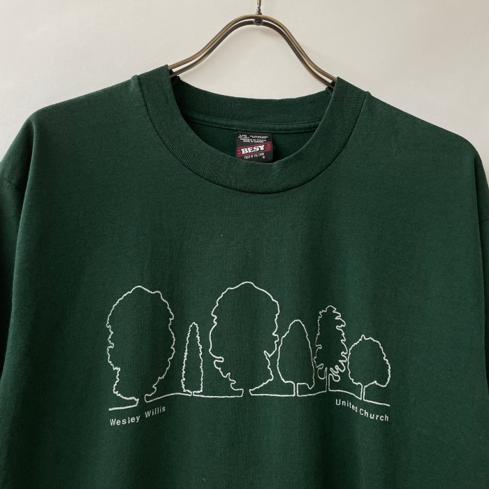 90's fruit of the loom vintage Tee Tシャツ　made in CANADA 緑　wesley willis united church | Vintage.City 古着屋、古着コーデ情報を発信