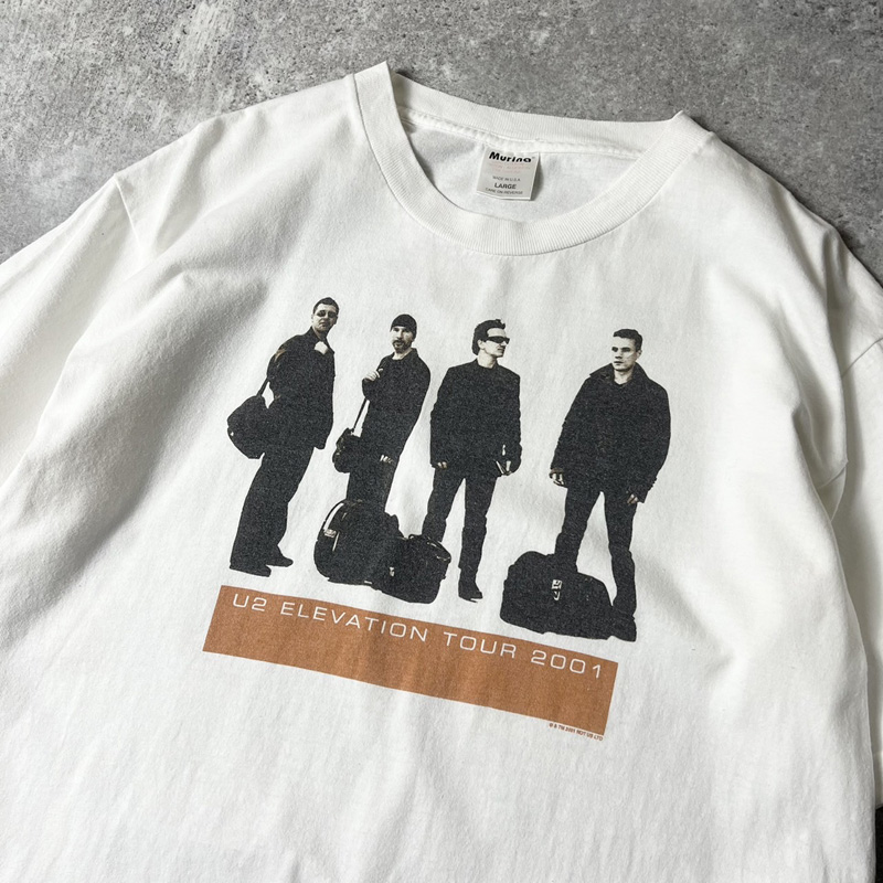 00s USA製 U2 オフィシャル 2001 Elevation ツアー プリント 半袖 T
