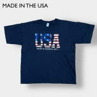 【MADE IN THE USA】USA製 XL ビッグサイズ 星条旗 USAロゴ プリント Tシャツ ネイビー 半袖 夏物 US古着 | Vintage.City ヴィンテージ 古着
