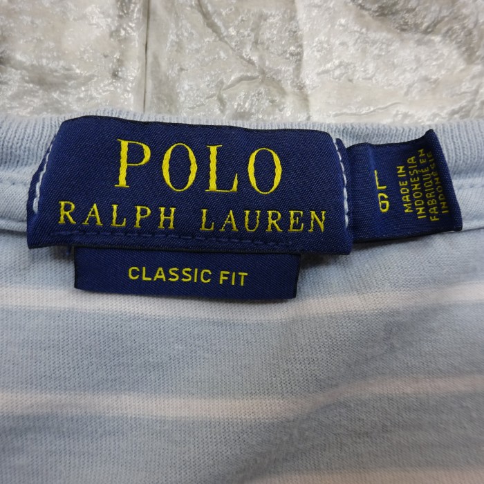 ラルフローレン Tシャツ L ライトブルー ボーダー 胸ポケ クラシックフィット 7930 | Vintage.City 빈티지숍, 빈티지 코디 정보