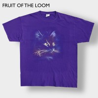 【FRUIT OF THE LOOM】アニマルプリント Tシャツ 猫 ネコ XL ビッグサイズ パープル 半袖 夏物 US古着 | Vintage.City ヴィンテージ 古着