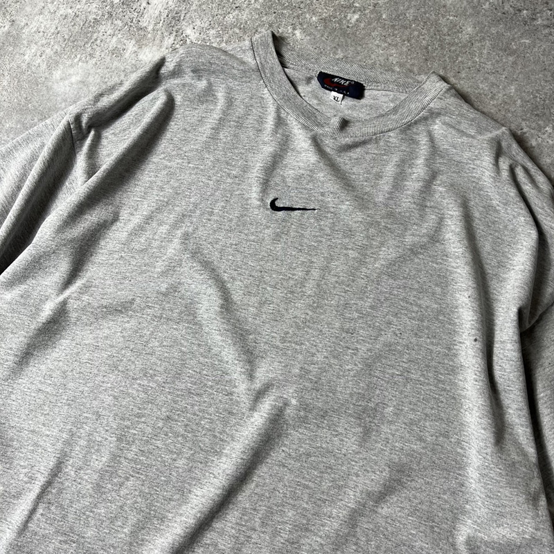 Tシャツ/カットソー(半袖/袖なし)00s ナイキ スモール スウォッシュ 刺繍 半袖 Tシャツ XL 霜降り 灰
