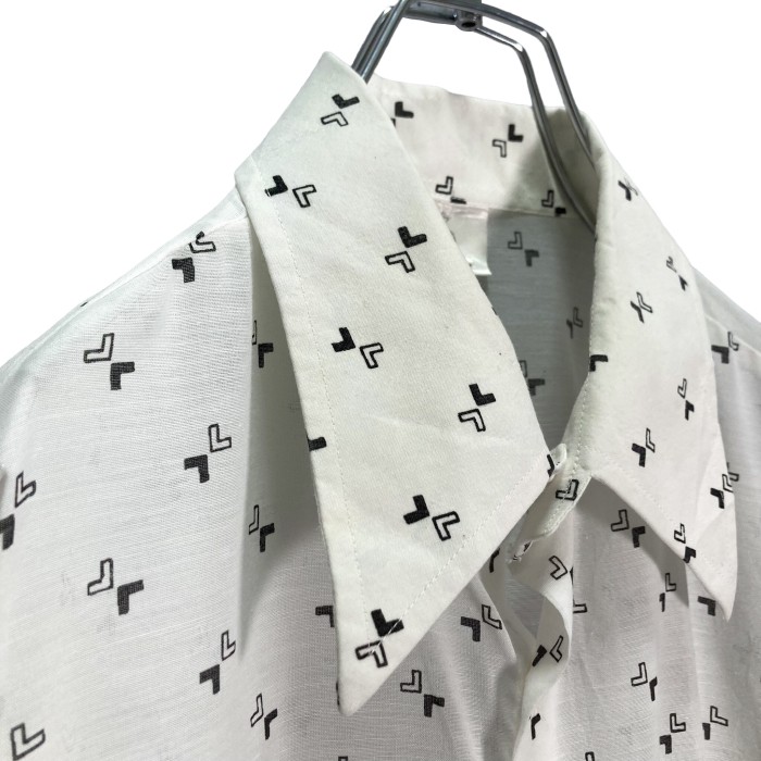70s L/S design all pattern white shirt | Vintage.City 빈티지숍, 빈티지 코디 정보