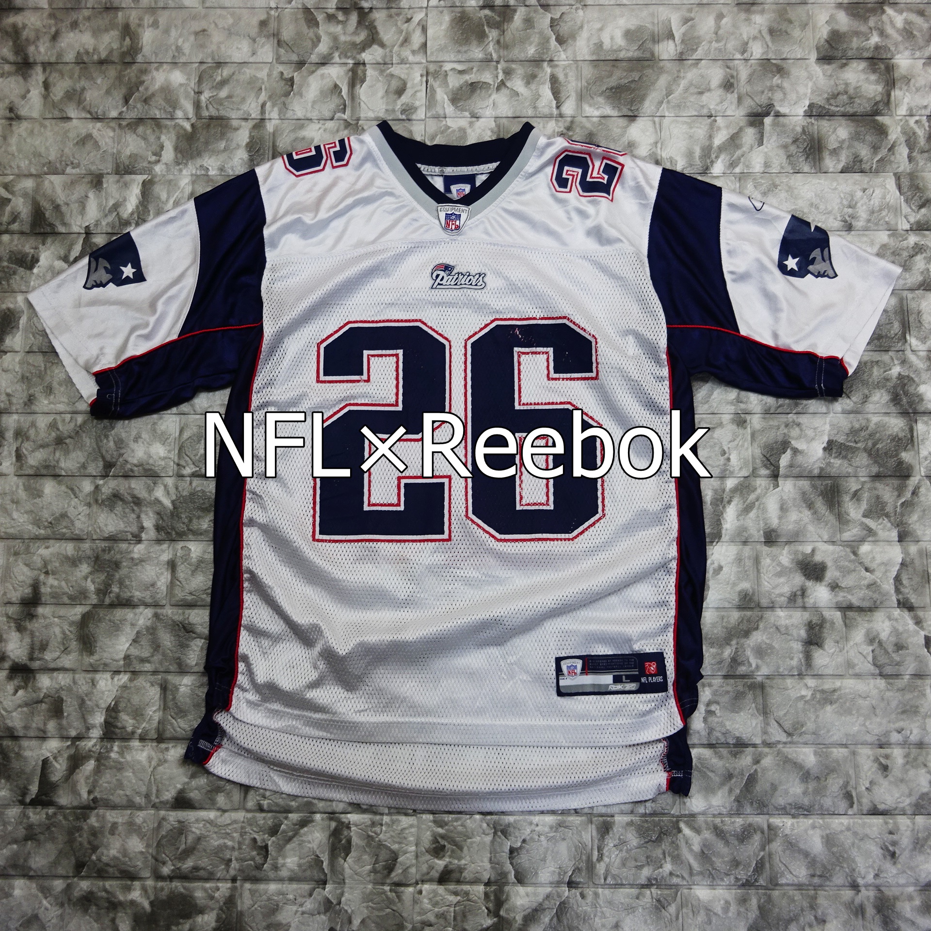 NFL×Reebok ゲームシャツ L ホワイト ネイビー メッシュ 背番号 7939