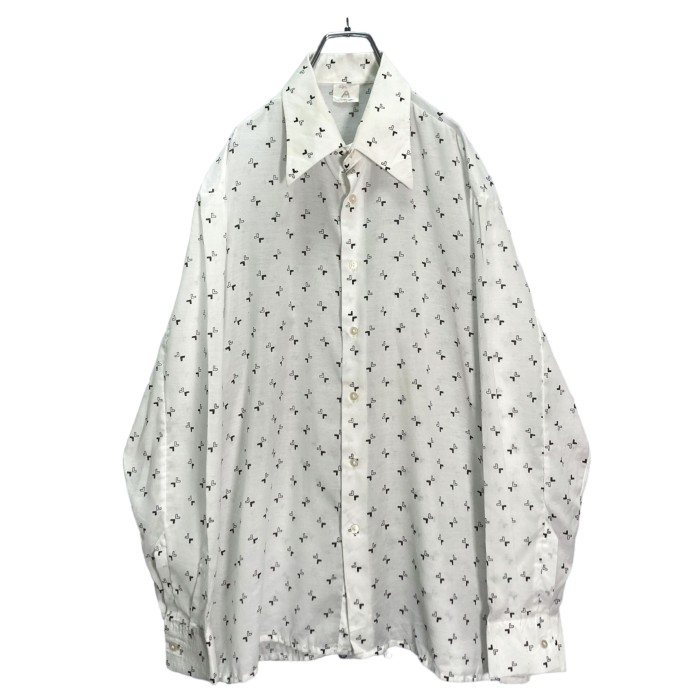 70s L/S design all pattern white shirt | Vintage.City 古着屋、古着コーデ情報を発信