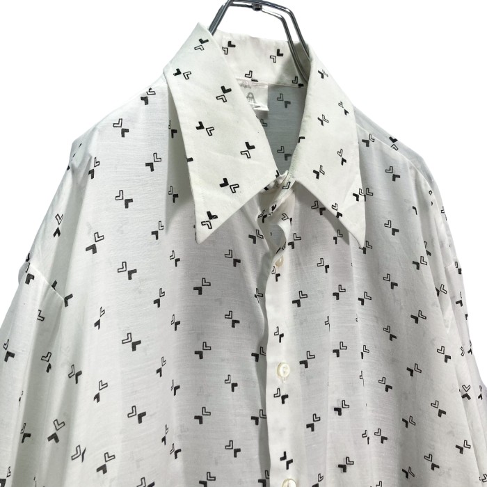 70s L/S design all pattern white shirt | Vintage.City 빈티지숍, 빈티지 코디 정보