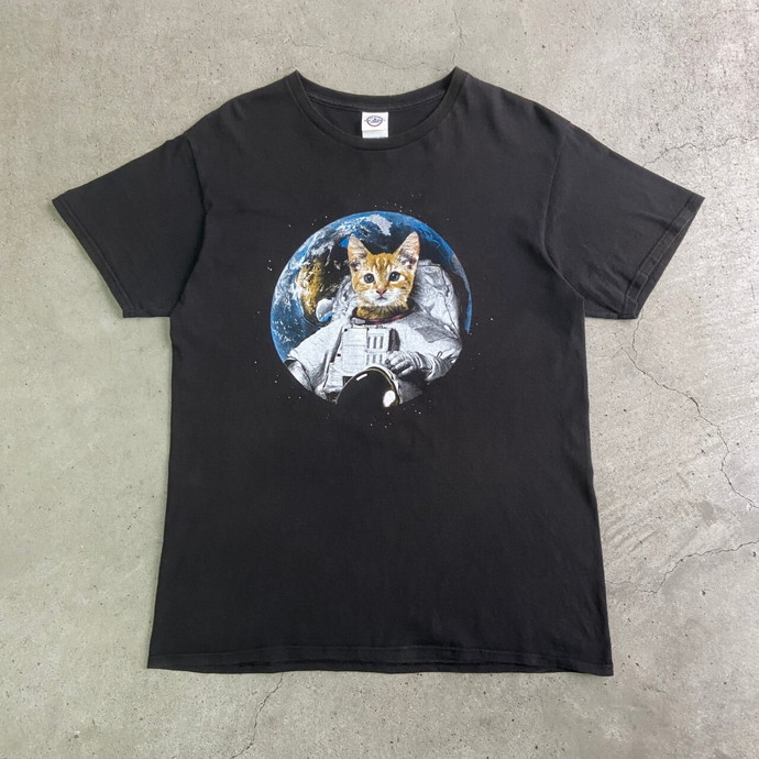 ネコ 宇宙飛行士 アニマルプリント Tシャツ メンズM | Vintage.City