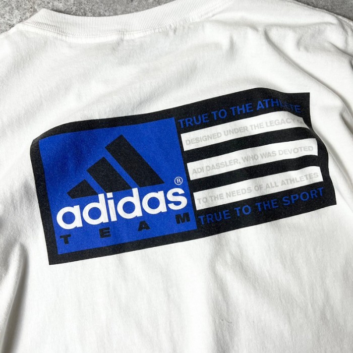 90s adidas パフォーマンス ロゴ 3ライン プリント 半袖 Tシャツ L 90年代 アディダス ホワイト 白 刺繍 