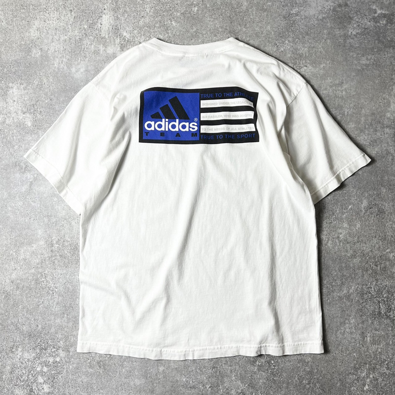 90s adidas パフォーマンス ロゴ 3ライン プリント 半袖 Tシャツ L