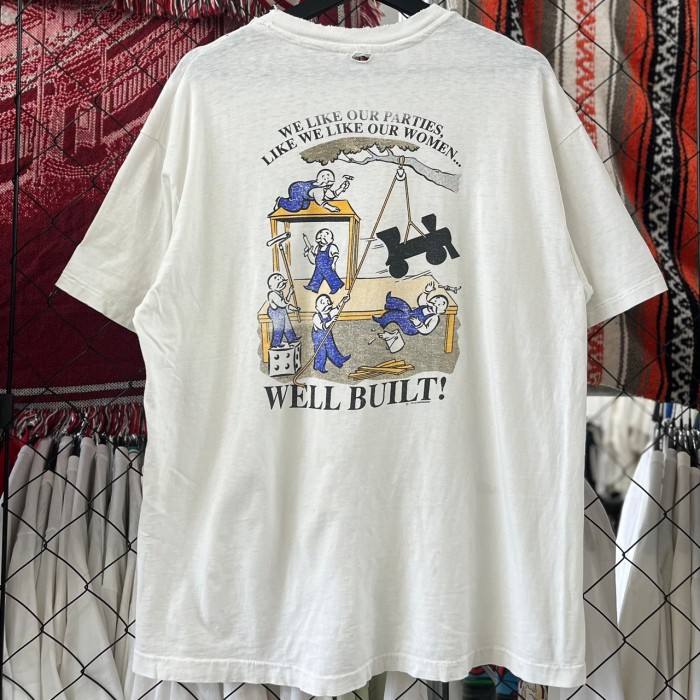 90s USA製 デザイン系 半袖Tシャツ シングルステッチ バックプリント