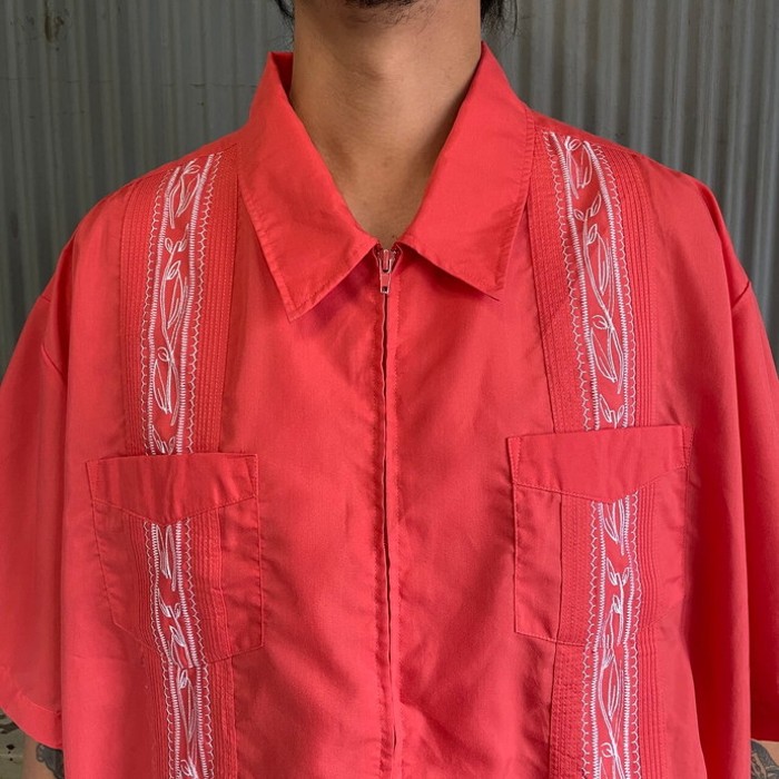 90年代 GUAYABERA 半袖 刺繍 ジップアップ キューバシャツ メンズ3XL | Vintage.City 빈티지숍, 빈티지 코디 정보