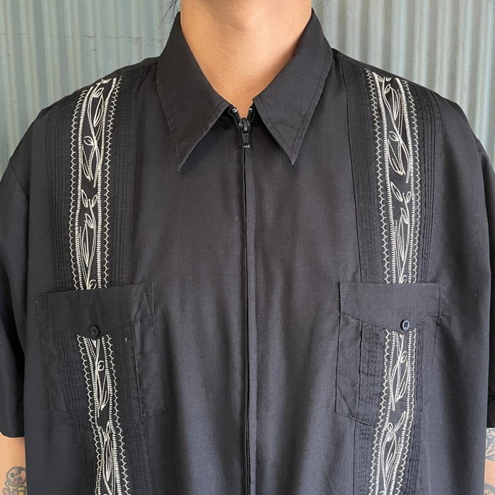 80年代～90年代 GUAYABERA 半袖 刺繍 ジップアップ キューバシャツ メンズ2XL相当 | Vintage.City 古着屋、古着コーデ情報を発信