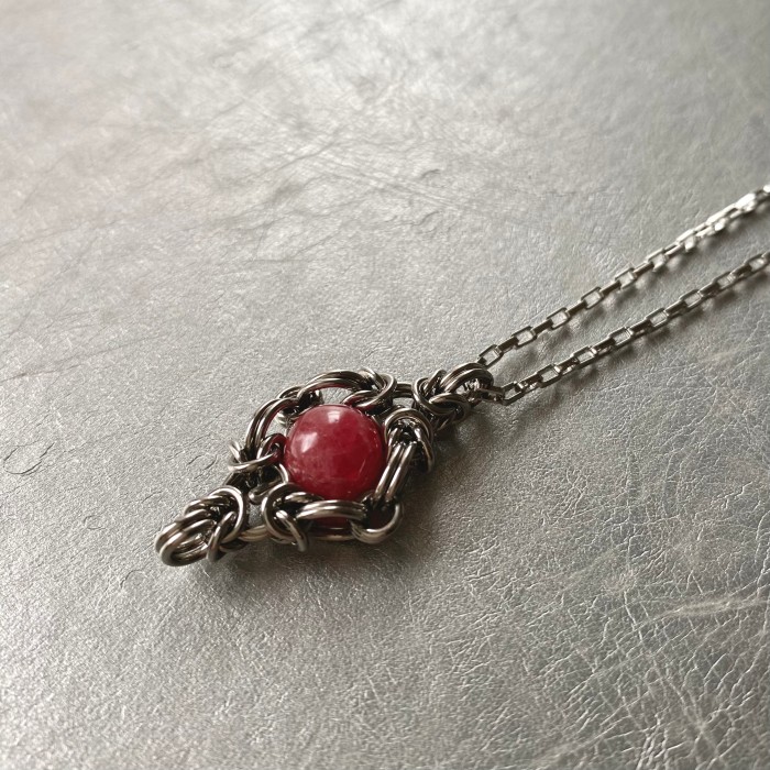 Used retro rhodochrosite silver necklace レトロ ユーズド 天然石 インカローズ シルバー ネックレス | Vintage.City 古着屋、古着コーデ情報を発信