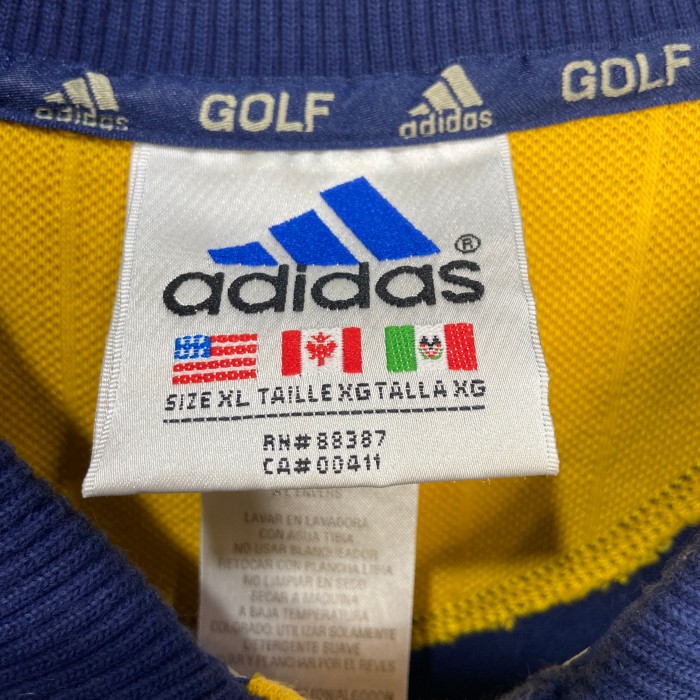 90s adidas アディダスゴルフ 半袖ポロシャツ ストライプ 紺 XL | Vintage.City 古着屋、古着コーデ情報を発信