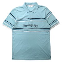 YVES SAINT LAURENT pour homme ロゴプリント ポロシャツ XL ブルー コットン オールド | Vintage.City 古着屋、古着コーデ情報を発信