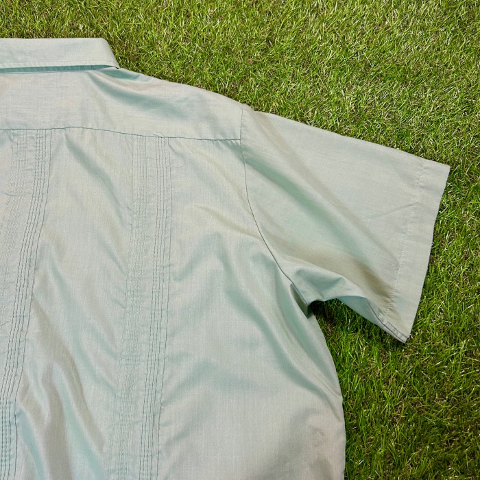 80s-90s Zip-Up GUAYABERA Shirt / キューバシャツ Vintage ヴィンテージ ジップアップ 半袖 シャツ 刺繍  緑 グリーン | Vintage.City 古着屋、古着コーデ情報を発信