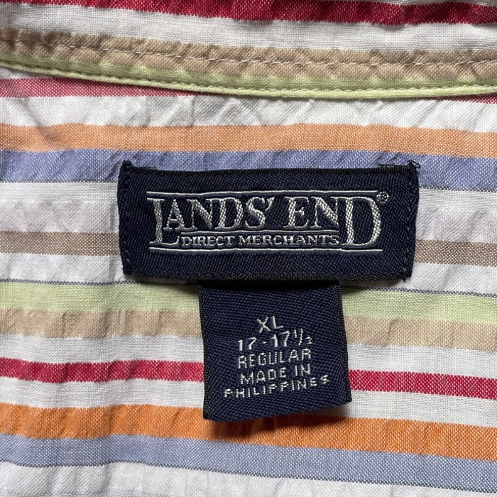 90年代 LAND'S END ランズエンド 半袖 シアサッカー マルチストライプシャツ メンズXL | Vintage.City 빈티지숍, 빈티지 코디 정보