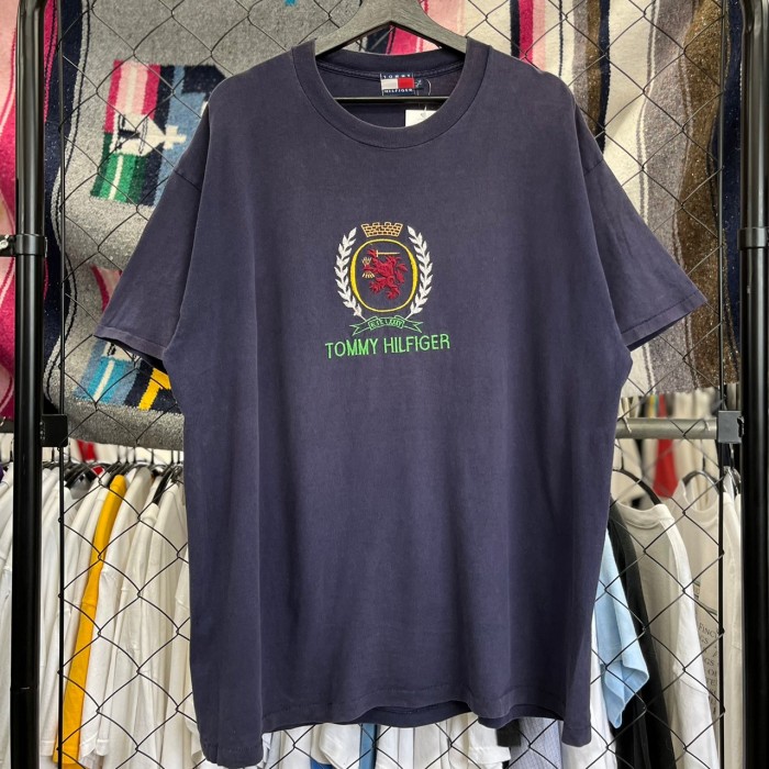 90s トミーヒルフィガー 半袖Tシャツ 刺繍ロゴ XL 古着 古着屋 埼玉