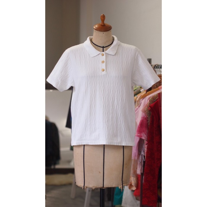 #686 polo shirt / 白 ゴールドボタン ポロシャツ | Vintage.City 古着屋、古着コーデ情報を発信