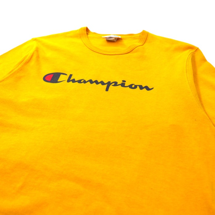Champion 90年代 Tシャツ XL イエロー バータグ復刻 コットン  スクリプトロゴ プリント ビッグサイズ | Vintage.City 古着屋、古着コーデ情報を発信