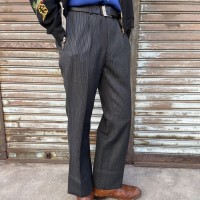 国産 美品 70's Alexander ヴィンテージ ストライプ スラックス ドレスパンツ YZIPジッパー 78cm スーツ ウール Sサイズ ブラック 80s | Vintage.City ヴィンテージ 古着