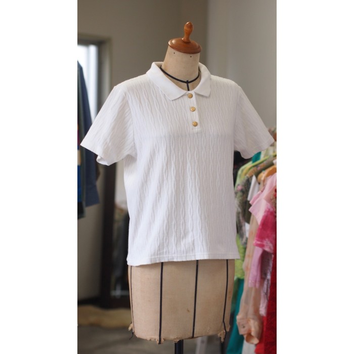 #686 polo shirt / 白 ゴールドボタン ポロシャツ | Vintage.City 빈티지숍, 빈티지 코디 정보