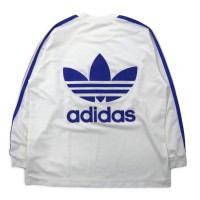 adidas 90年代 デサント社製 ロンT ゲームシャツ O-XO ホワイト 3ストライプ トリコロールカラー トレフォイルロゴ プリント 日本製 | Vintage.City 古着屋、古着コーデ情報を発信