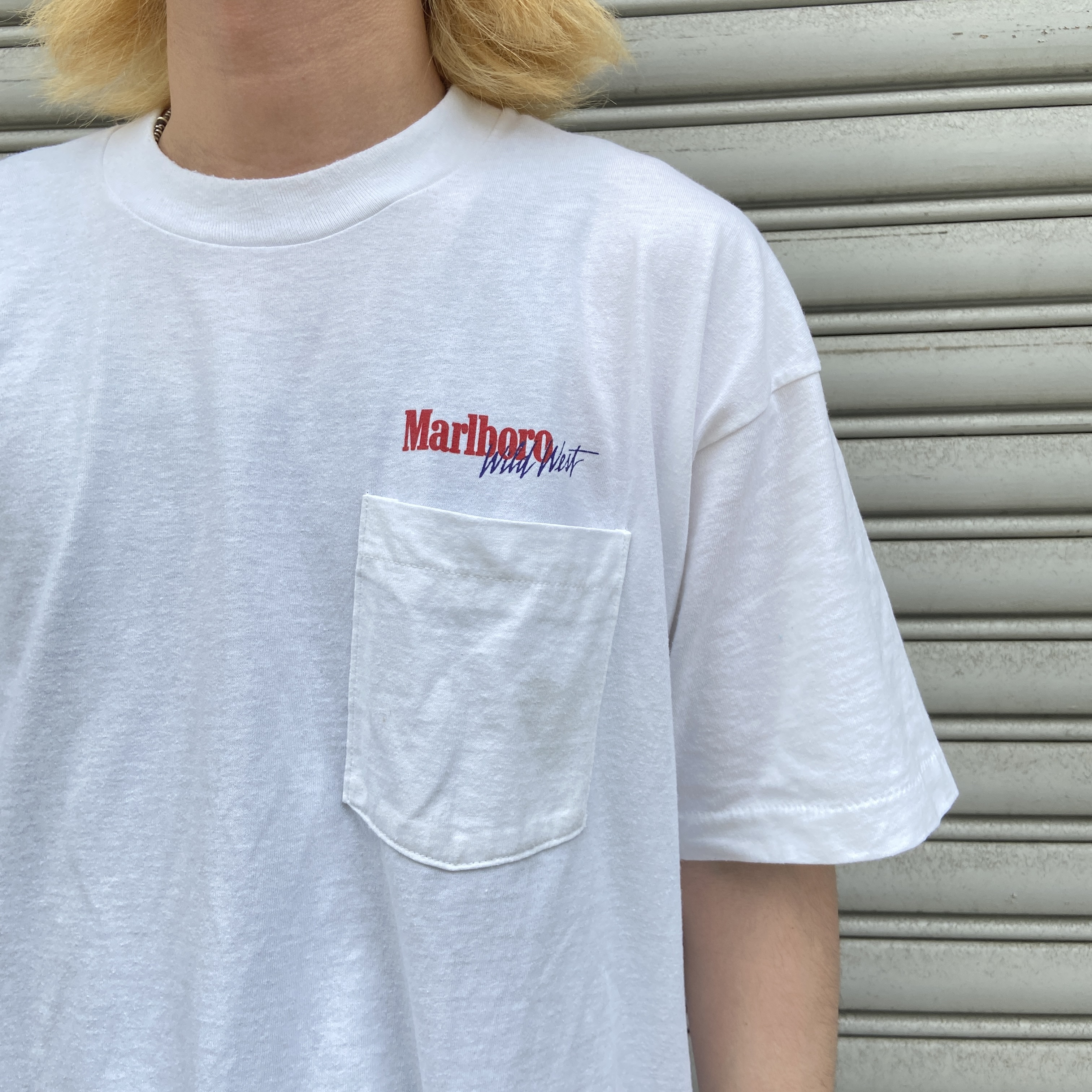 90s USA Marlboro マルボロTシャツ プリントT ポケT 白 XL | Vintage.City