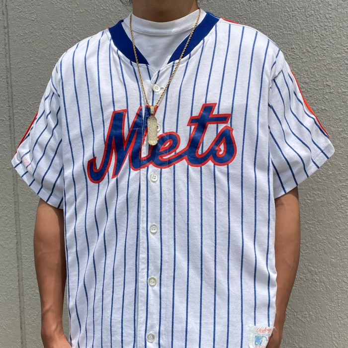90s USA製 MLB ニューヨークメッツ チーム系 ゲームシャツ ベース