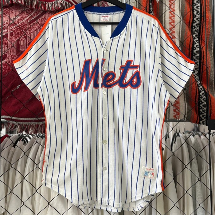 90s USA製 MLB ニューヨークメッツ チーム系 ゲームシャツ ベース