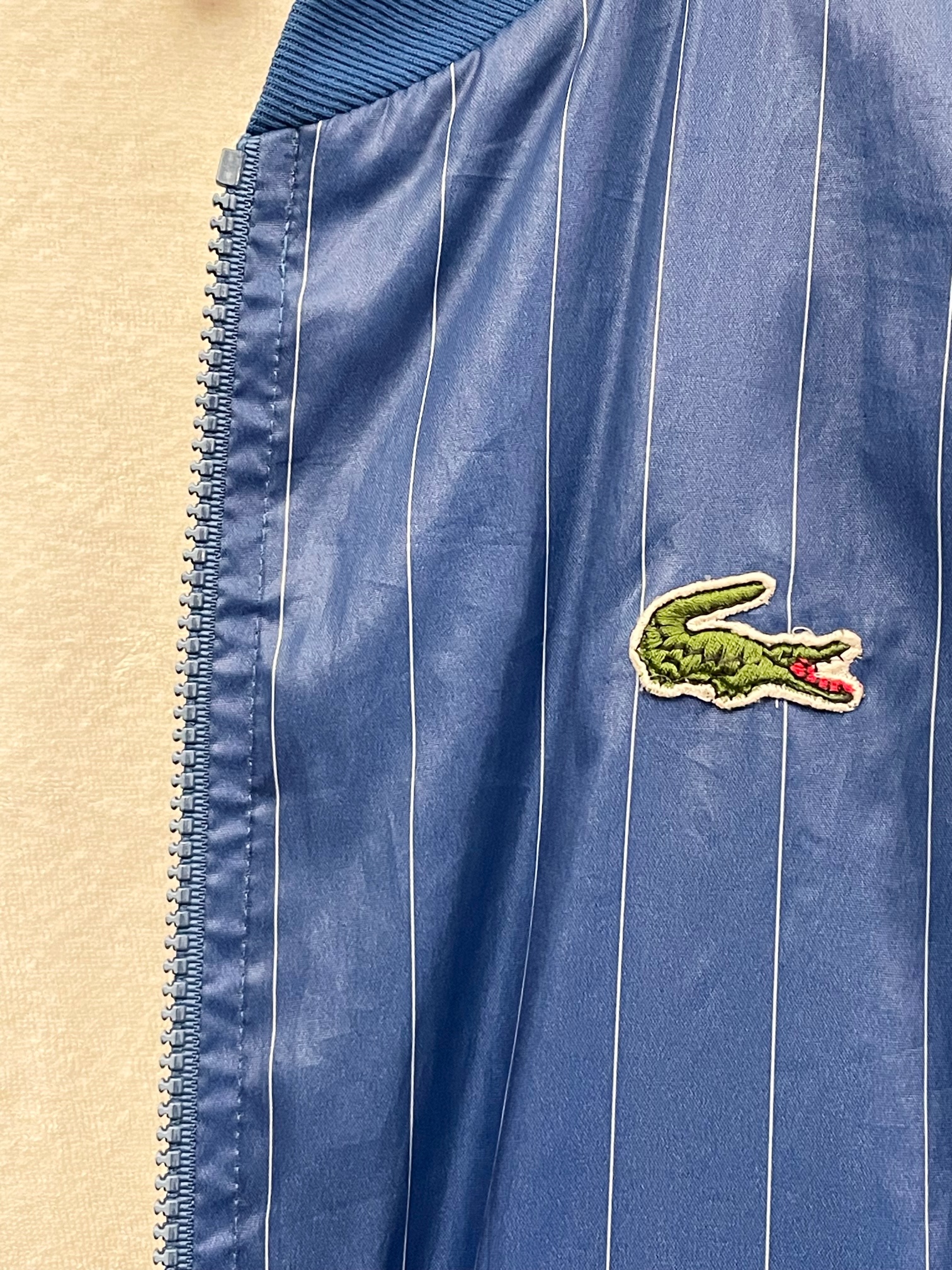 MADE IN FRANCE製 LACOSTE ストライプ柄トラックジャケット ブルー 3 ...