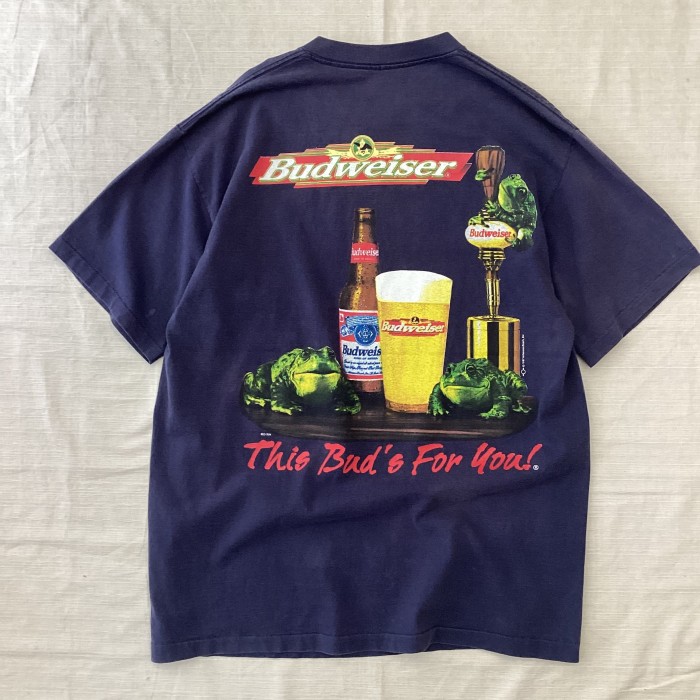 90年代90s バドワイザー スリーフロッグス Tシャツ 黒 L Budweiser