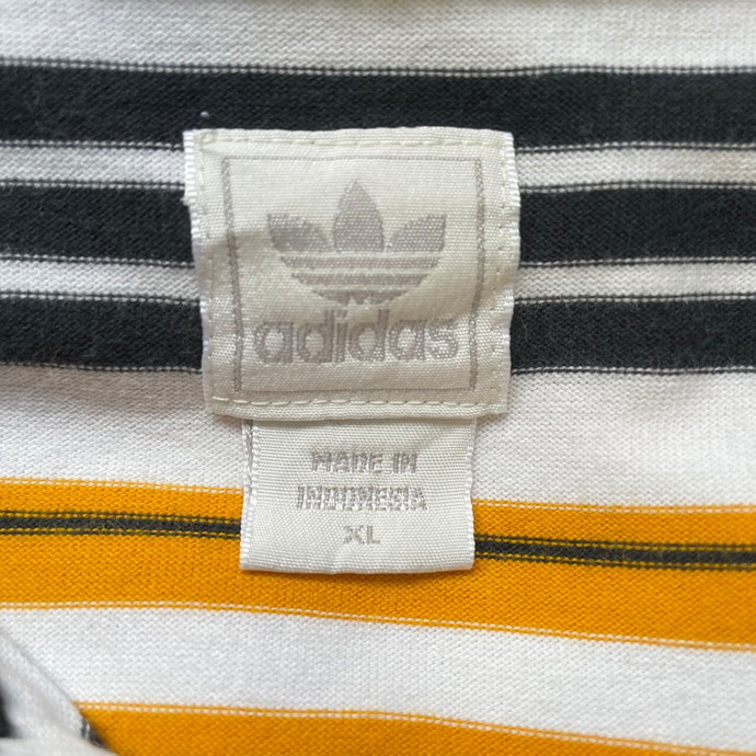 00年代 adidas アディダス ボーダー トレフォイル ロゴ刺繍 ポロシャツ